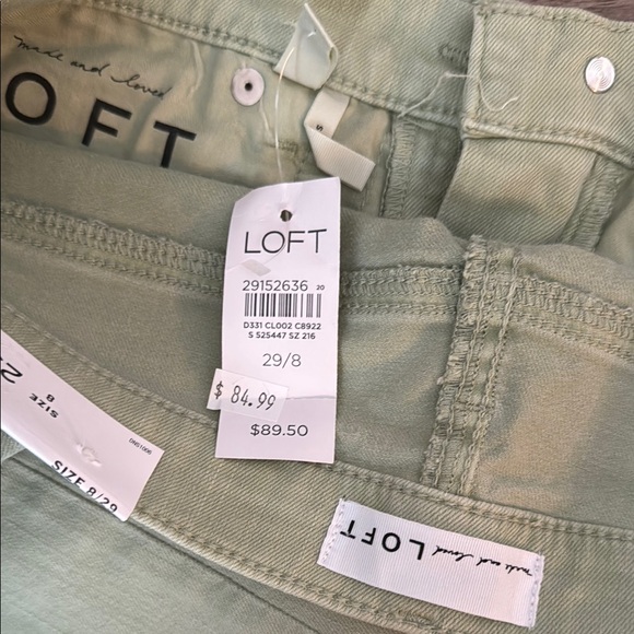 LOFT Green Ankle Cropped Jeans with Floral Embroidery - Picture 4 of 4